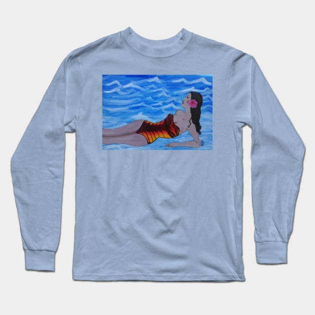 Lady in the Surf Long Sleeve T-Shirt by Matt Starr Fine Art